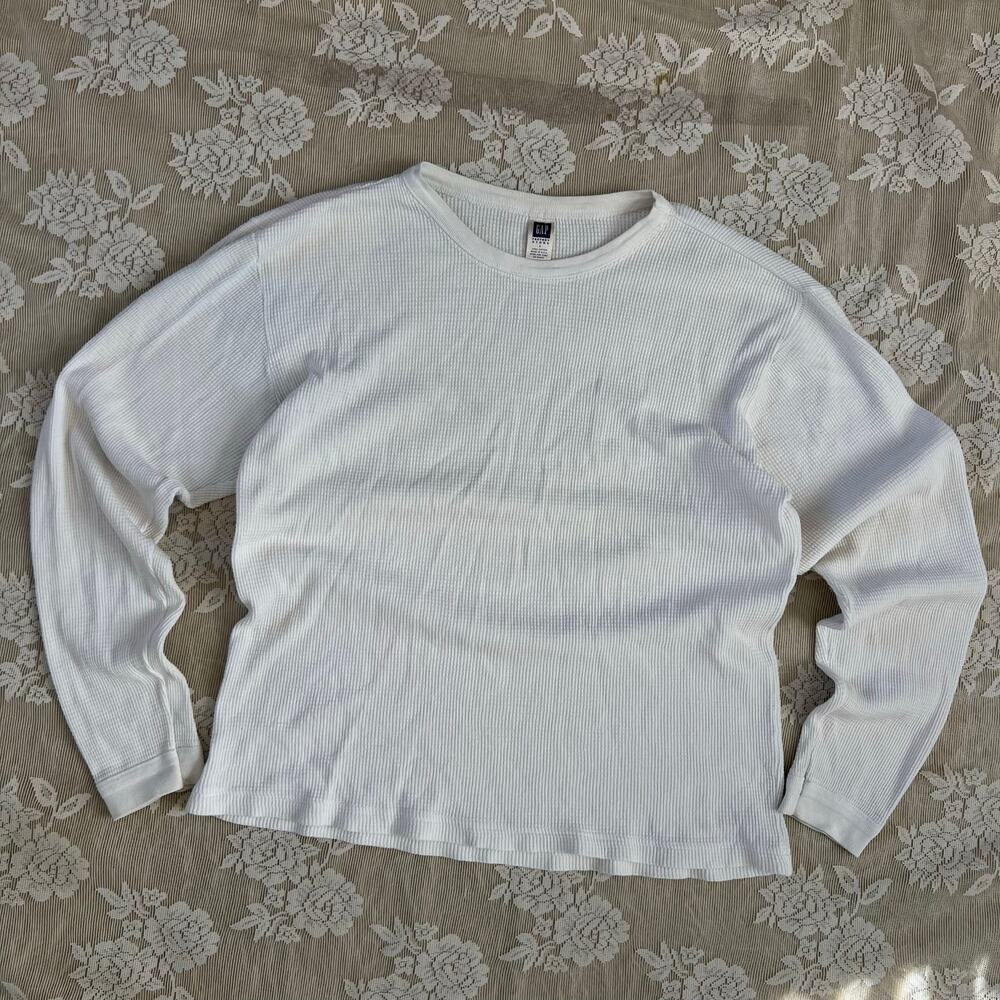 Vintage 90s GAP Factory Store White Thermal Shirt Size L